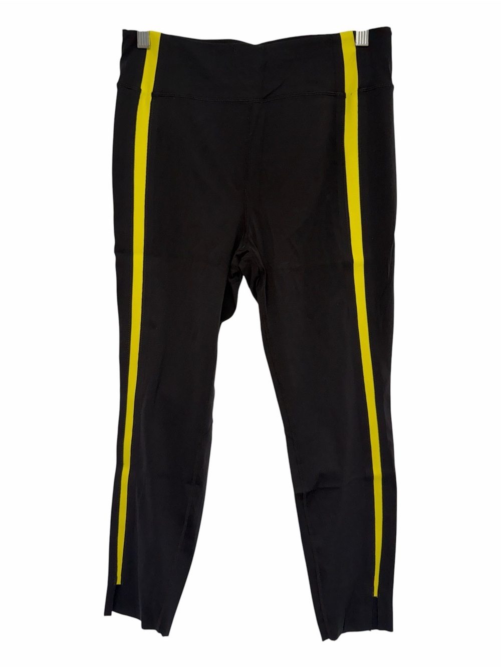 ZYIA Active Luxe Hi Rise 7/8 Leggings Medium Black Neon Yellow Side Stripe NWT